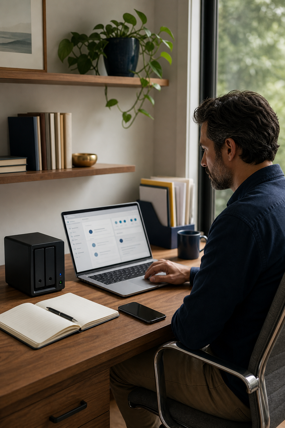 A professional working quietly at a desk