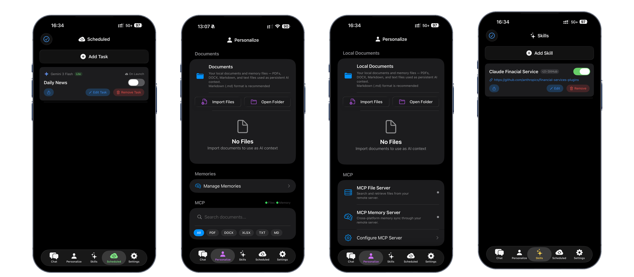 SageGate screens for scheduled tasks, personalized documents and skills